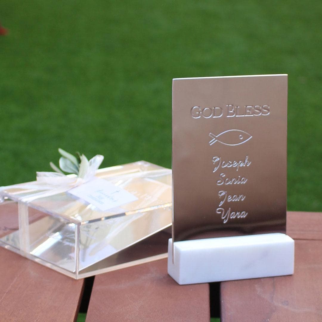 CUSTOM SILVER PLAQUE WITH MARBLE SOCLE