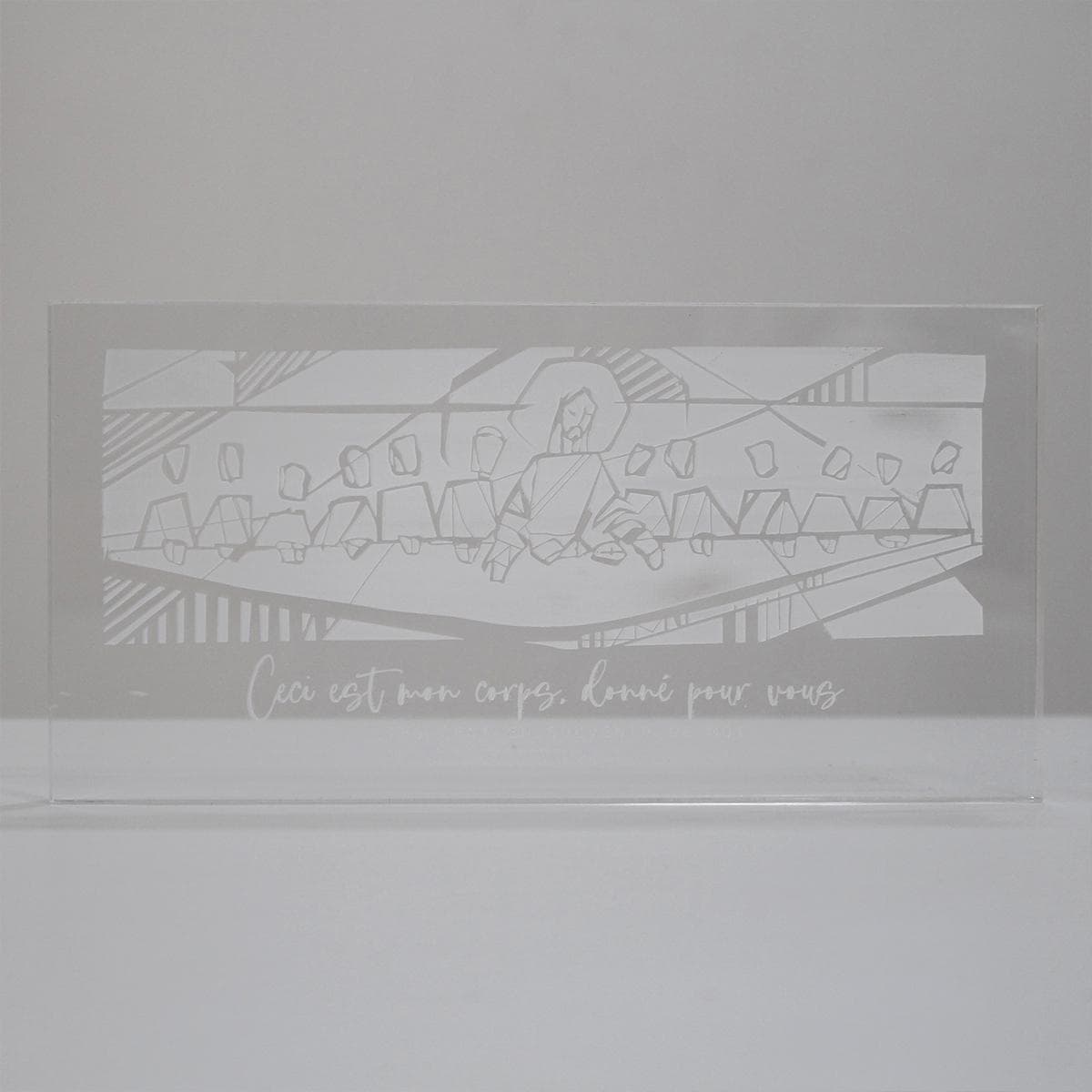Transparent acrylic decorative item with the last supper illustration